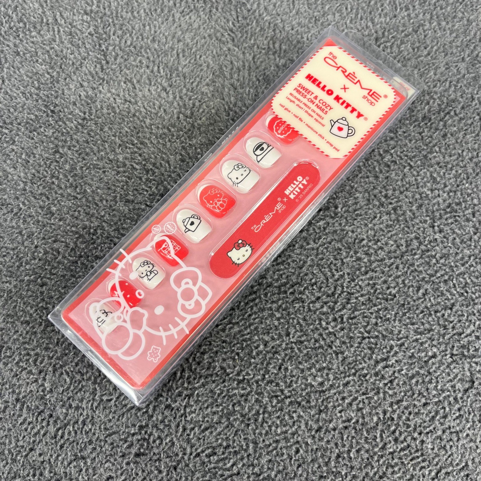 The Crème Shop Hello Kitty Press-On Nails Womens OS Red White Sweet Cozy 24ct