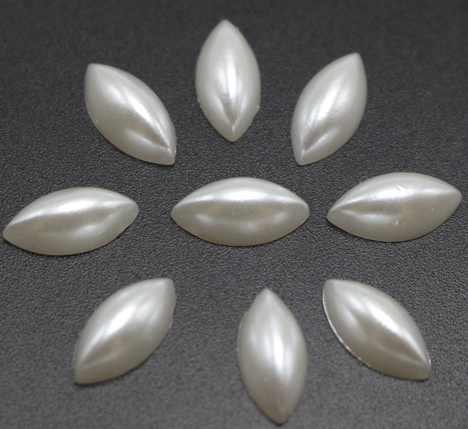 500 Ivory Horse Eye Half Pearl Bead 5X10mm Flat Back Scrapbook Craft