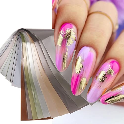 JCAKES 1 Box Iridescent Cellophane Nail Foil Glass Broken Sheets Aurora Glass