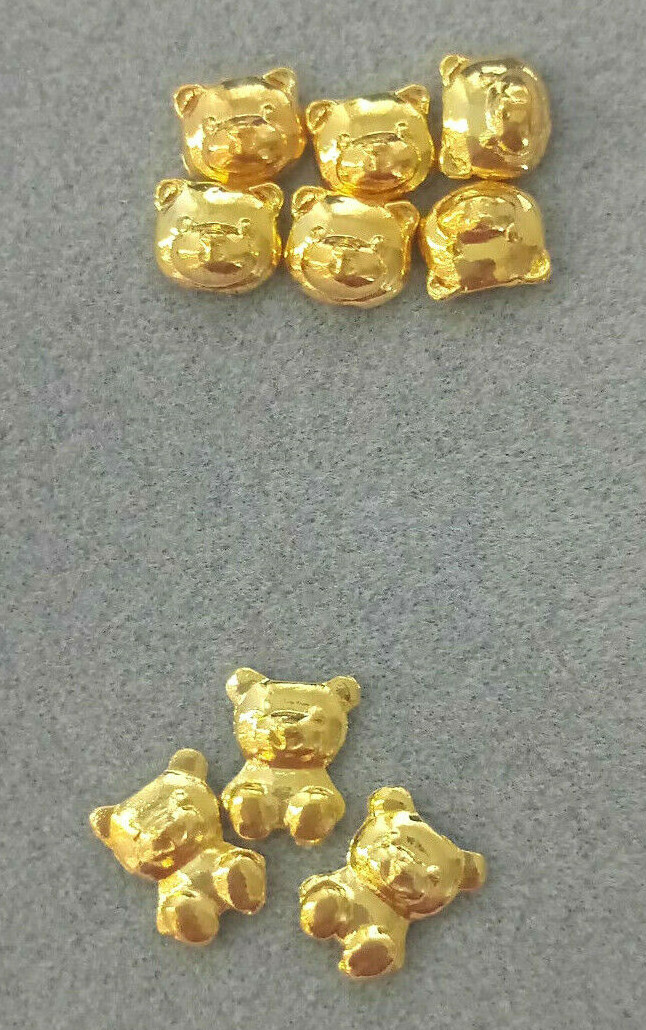 20pcs New 3D Nail Art Gold/Silver/Grey Cute Bear Metal Alloy Studs Charms Decor