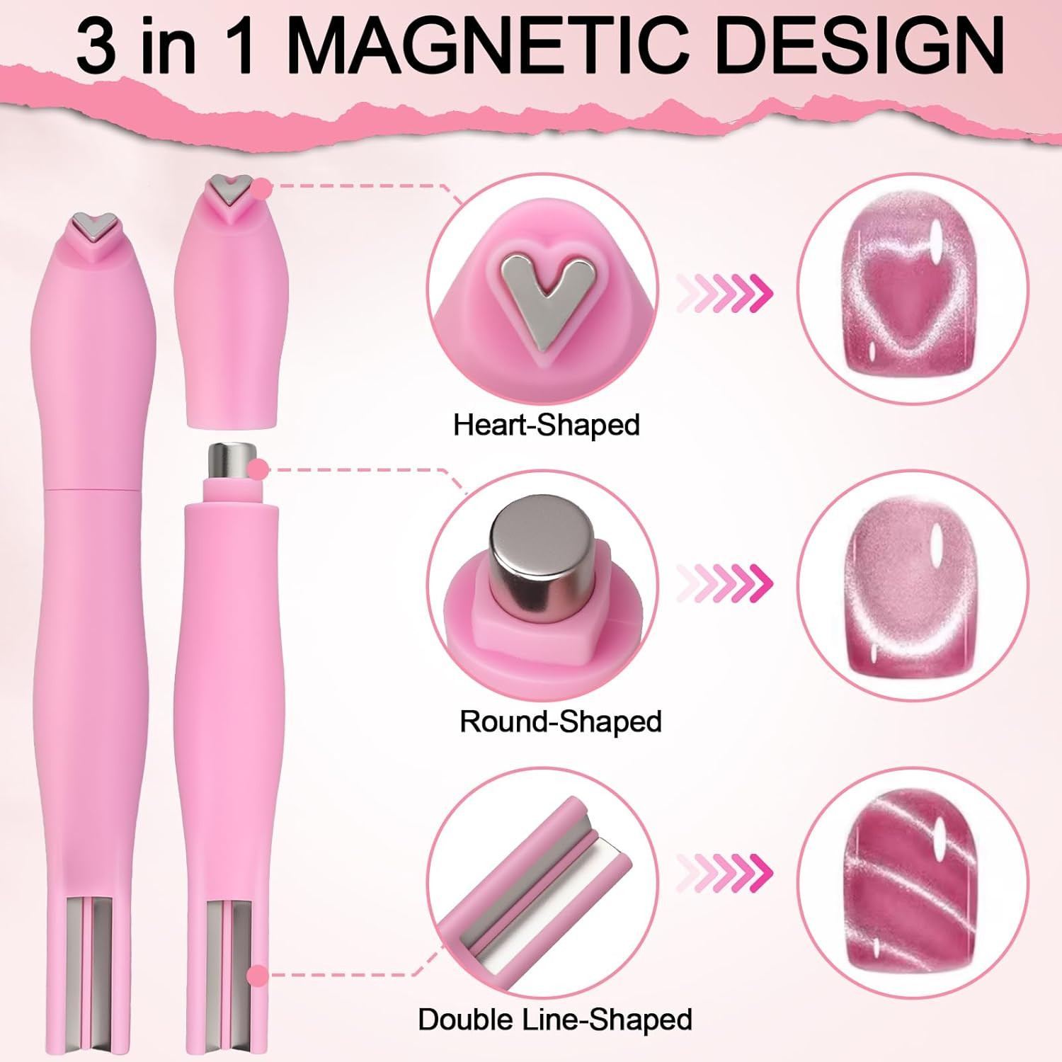 Nail Magnet Tool Set, 3 in 1 Heart Magnet for Cat Eye Gel Polish, 6 in 1 Cat Eye