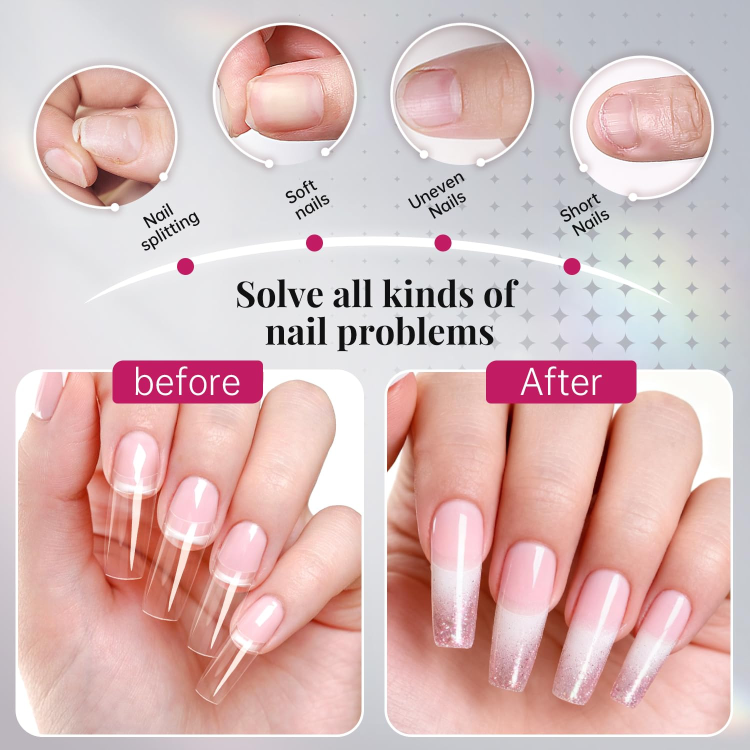 Krofaue 500PCS Clear False Nails Tips – Half Cover Lady French Style Acrylic Art