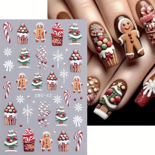Christmas Nail Art Stickers 5D Embossed Decals 4PCS Santa Christmas design3