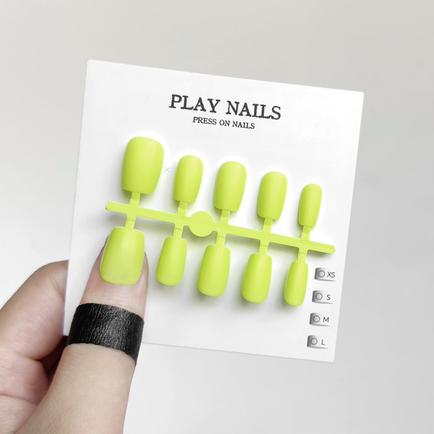 Neon Yellow Press-On Nails Matte Finish Short Square Nail Tips XS S M