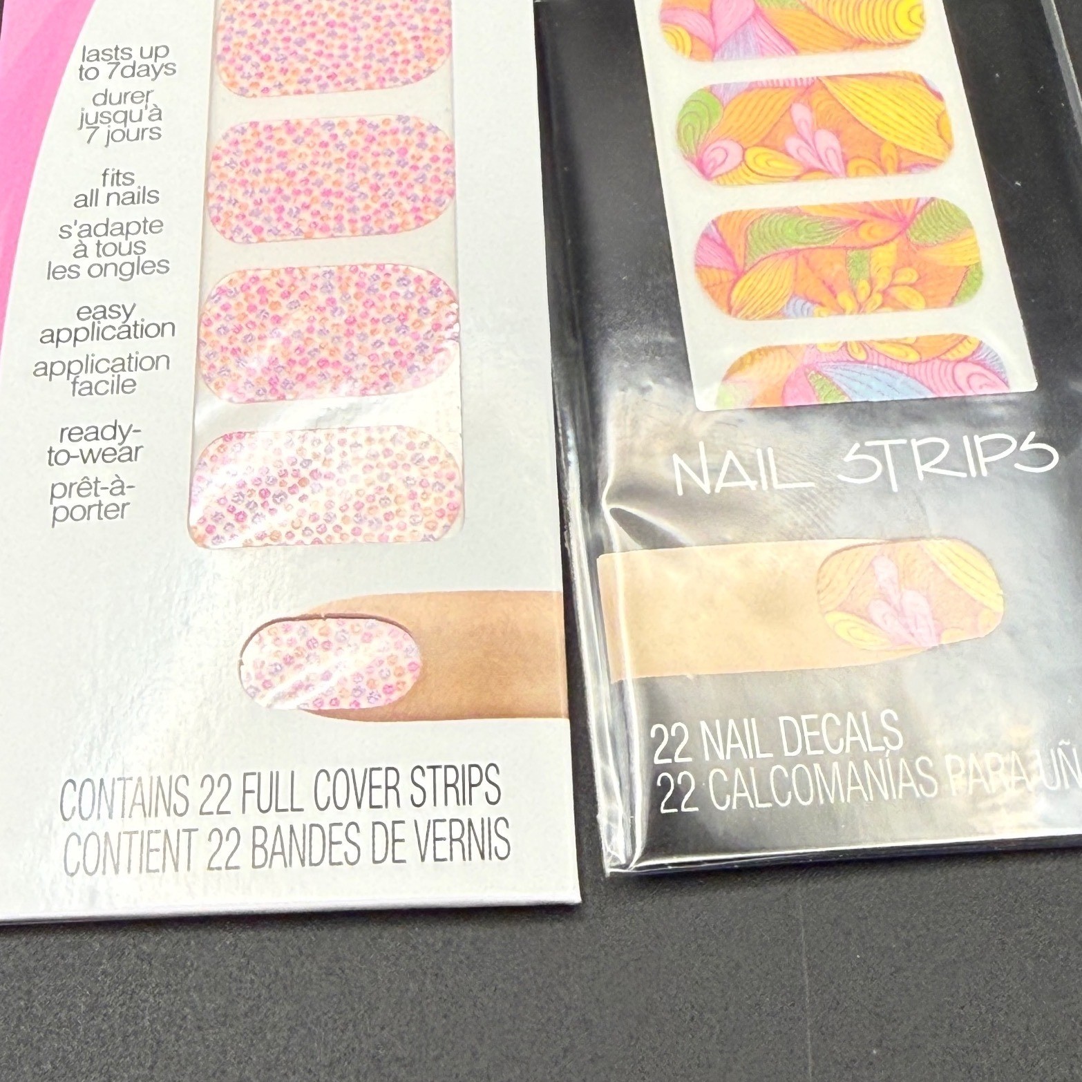 Fingrs Nail Makeup Full Cover Strips & Edge Nail Strips Pink Orange Swirl Floral