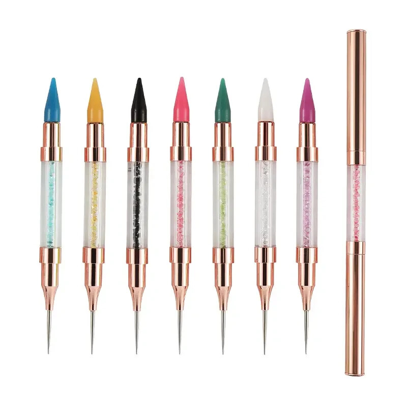 Nail Rhinestone Picker with Lid Dual-ended DIY Dotting Pen for Nail Gems Stones