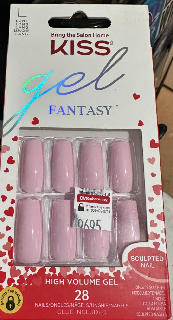 Kiss Nails Gel Fantasy Long Pink Gloss square