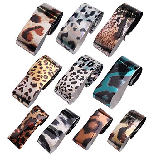 50 Sheets Cheetah Print Nail Foil Stickers Set Solid Color Laser Flower