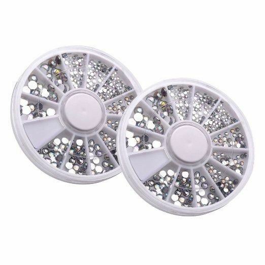 3D Acrylic 400 Pcs Nail Art Tips Gems Crystal Rhinestones DIY Decoration Wheel