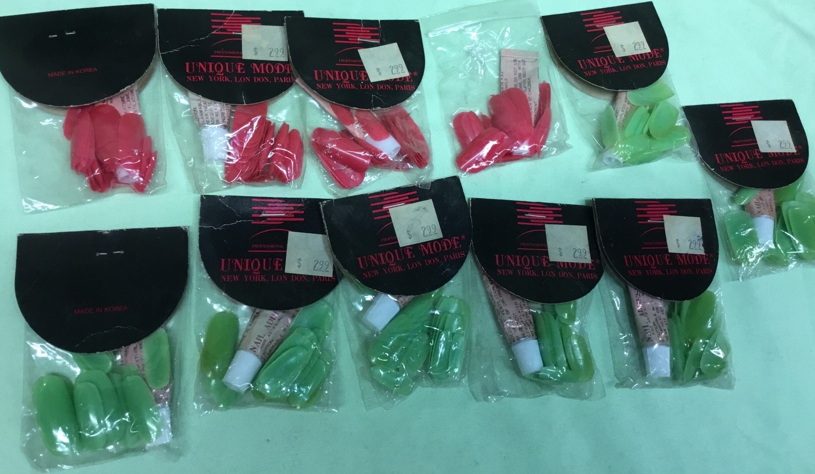 VTG NEW ’90’s Dead Stock Unique Mode New York Nails Lot Of 11 Pink And Green