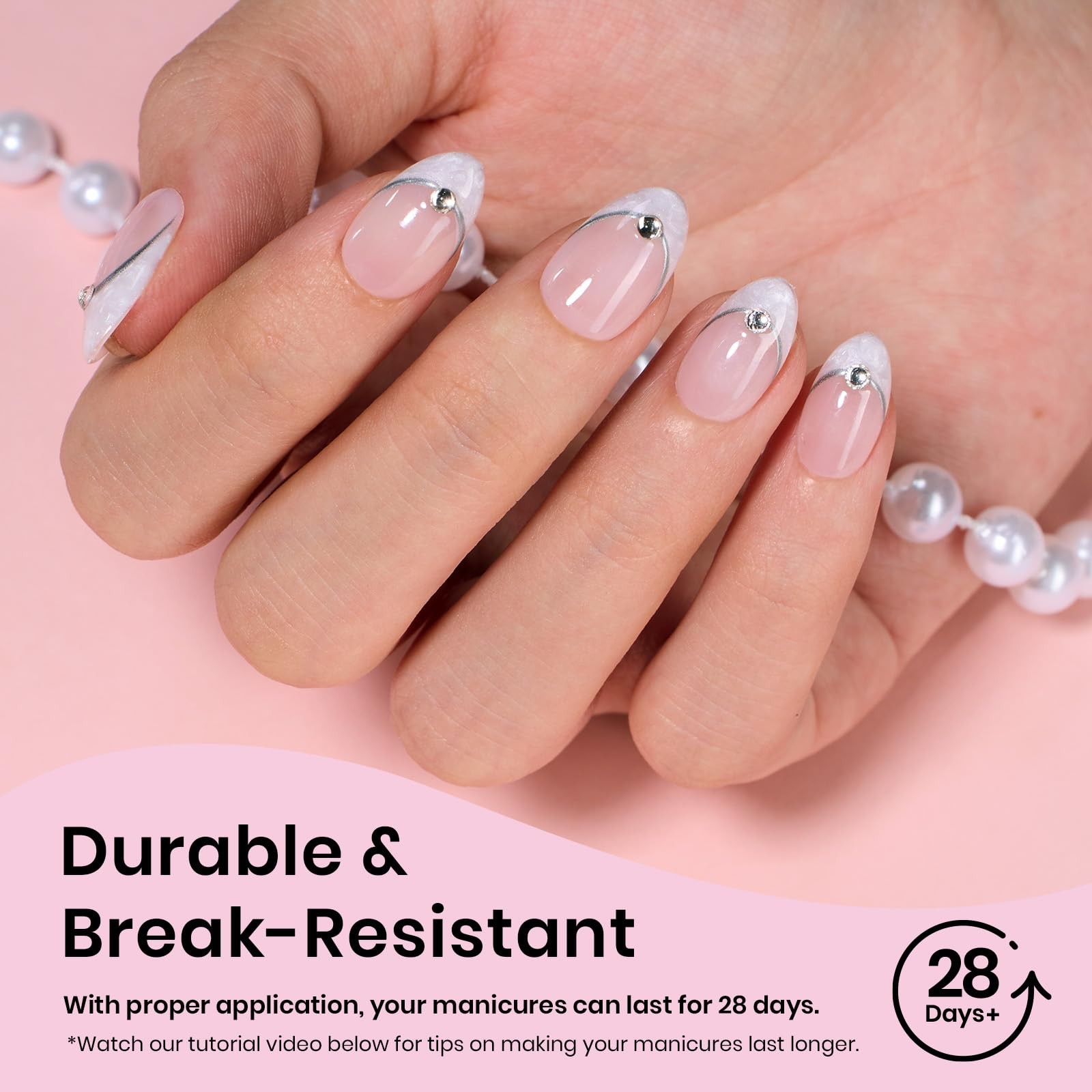 Beetles Gel Nail Tips Etch-X- Almond Short, Transparent Matte