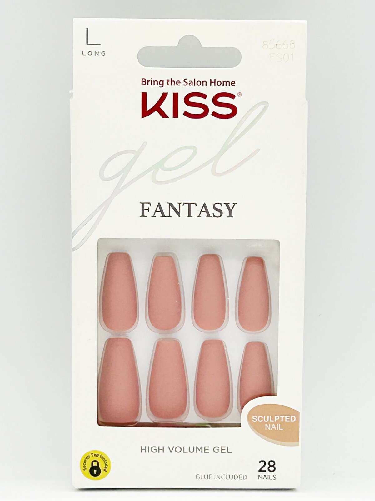 Kiss Long-Length Glue-On Nails, Matte Rose Pink, Smooth Gel Finish, 85668 FS01