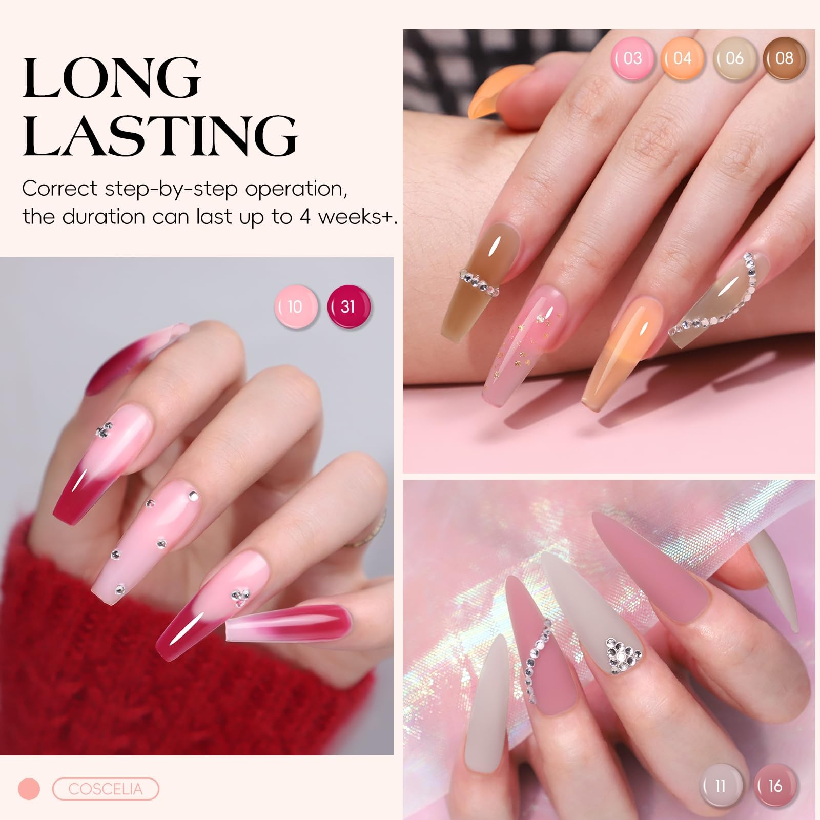 50PC Poly Nail Gel Kit Starter Kit with Drill and Lamp 15 Colors 16ML Nail Ex…