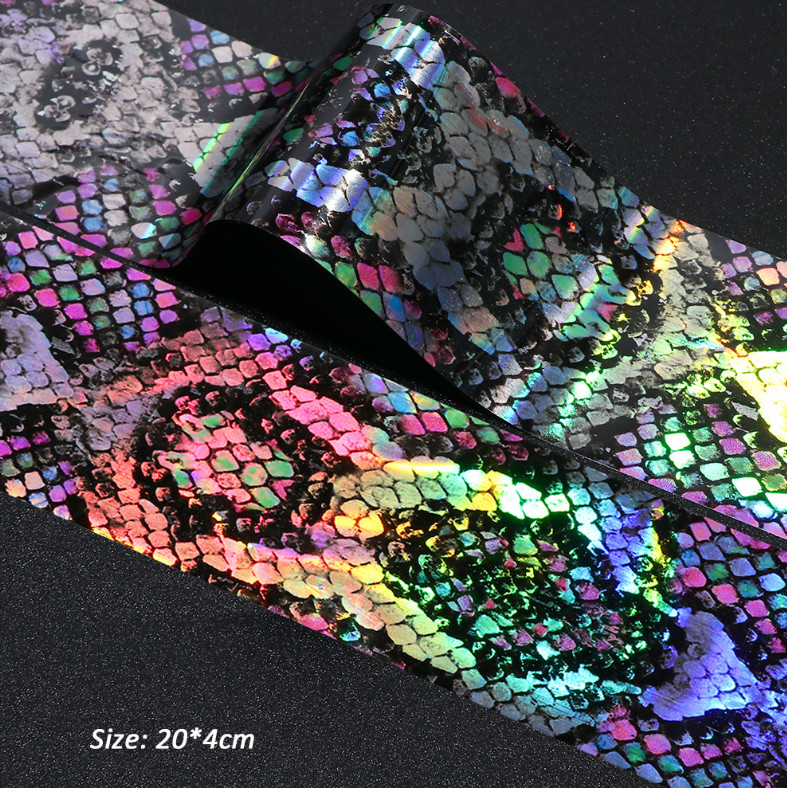 16Pcs Snake Style Nail Foil Iridescent Nail Art Transfer Sticker Decoration NS46