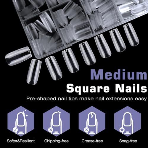 600pc Nail Tips Fake Nails Press on Nails Clear Nail Tips Full Medium Square
