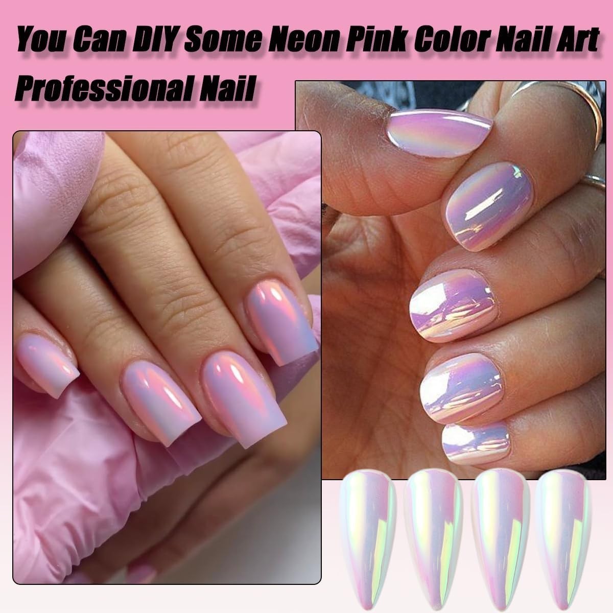 1oz Chameleon Reflective Glitter Nail Powder with Sponge for Easy Application
