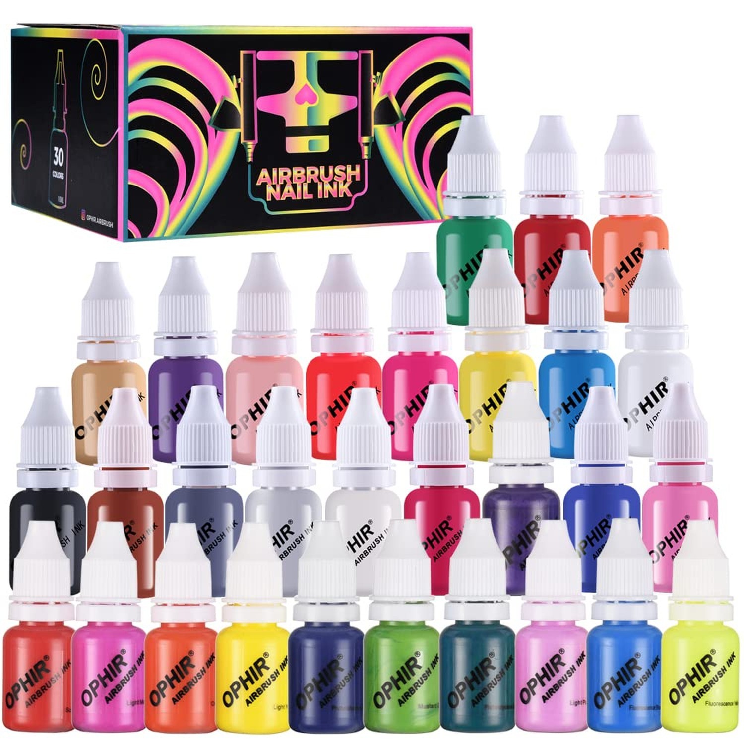 OPHIR 30 Colors Nail Art Inks Airbrush Paint Acrylic Paint Nail Polish/Pigmen…