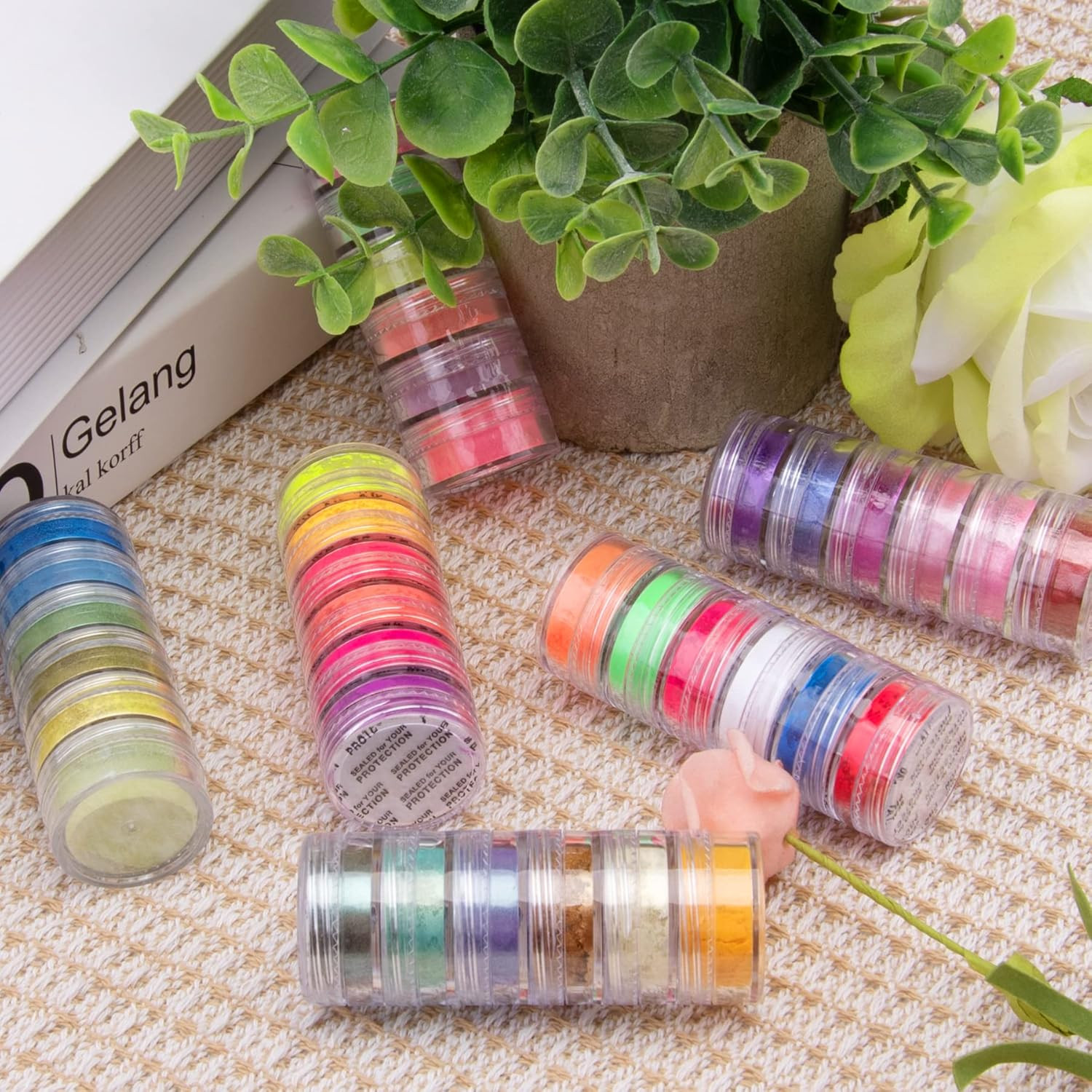 36 colores de pigmento para uñas en gel acrílico, pigmentos para arte colorido