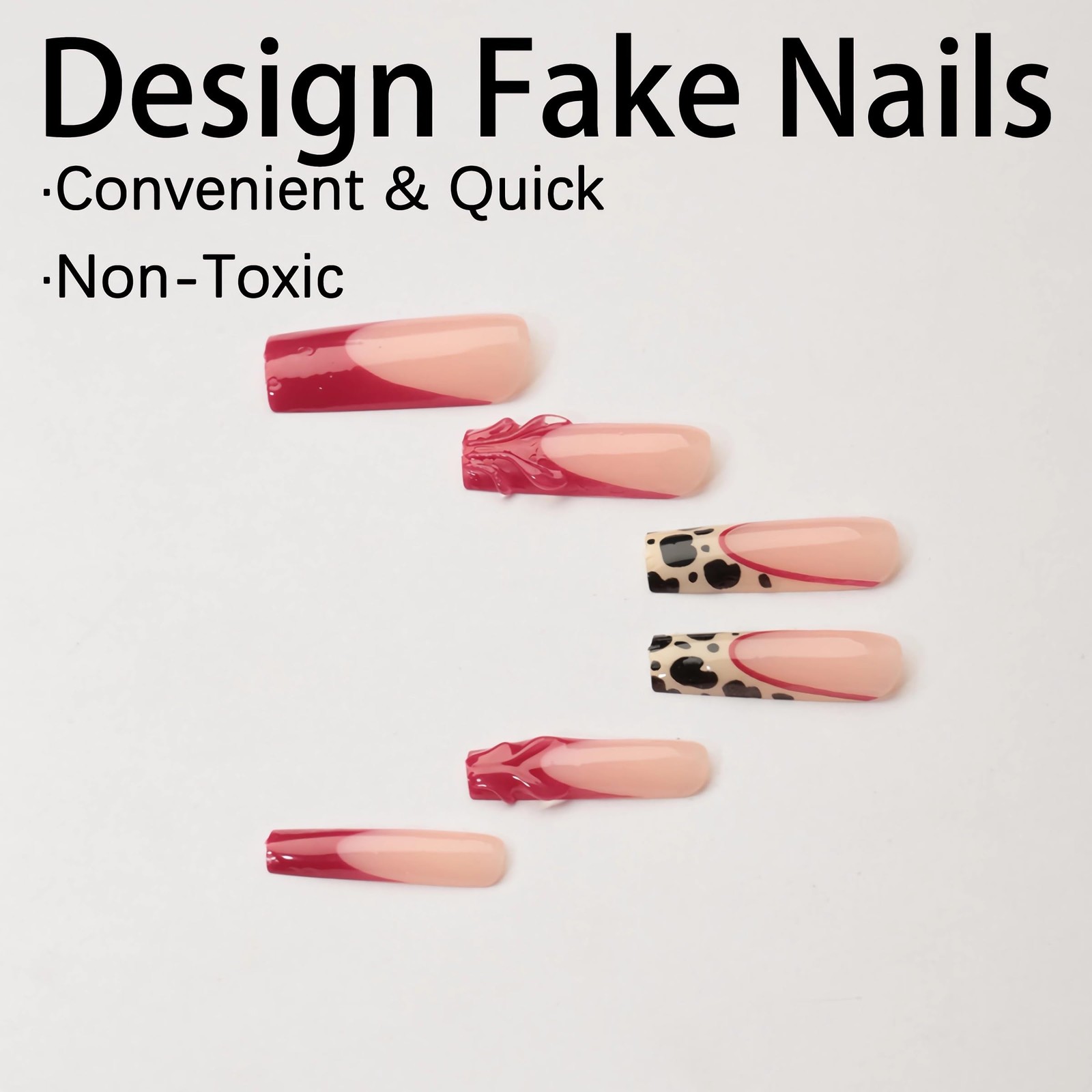 BABALAL Press on Nails – Long Square Glue Nails, Long, FNO03leopard