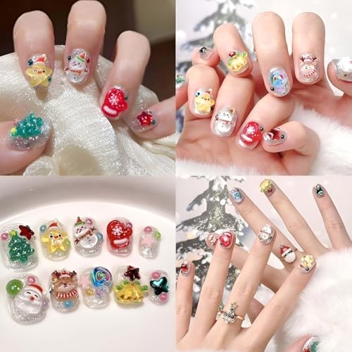 70 Pcs Santa Claus Elk Christmas Tree Snowman Acrylic Nail Art Style 8