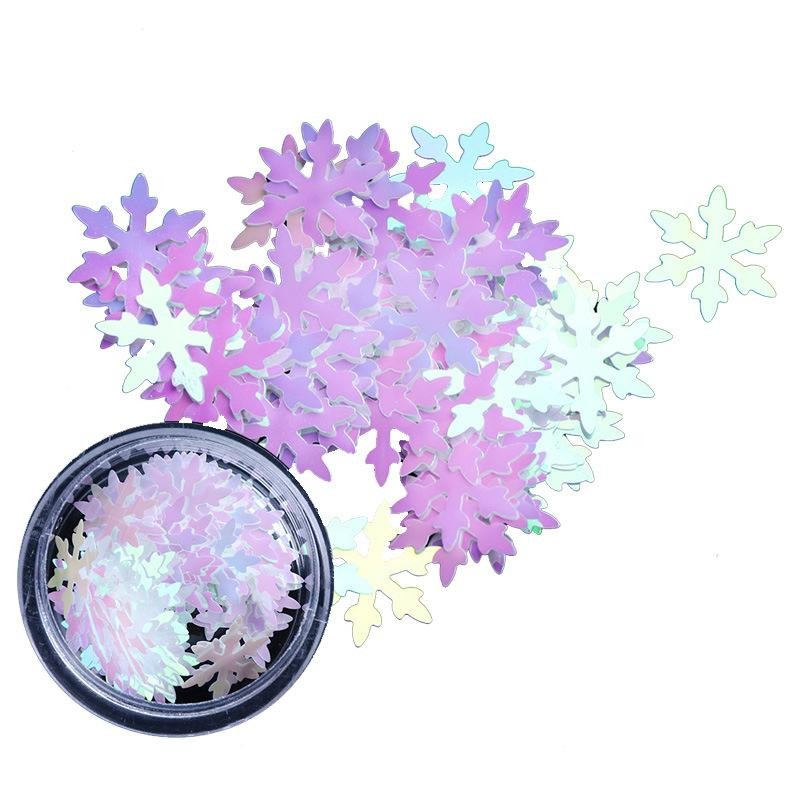 10mm Large Snowflake Nail Glitter, Holiday Nail Art Sequins in Storage Bottle