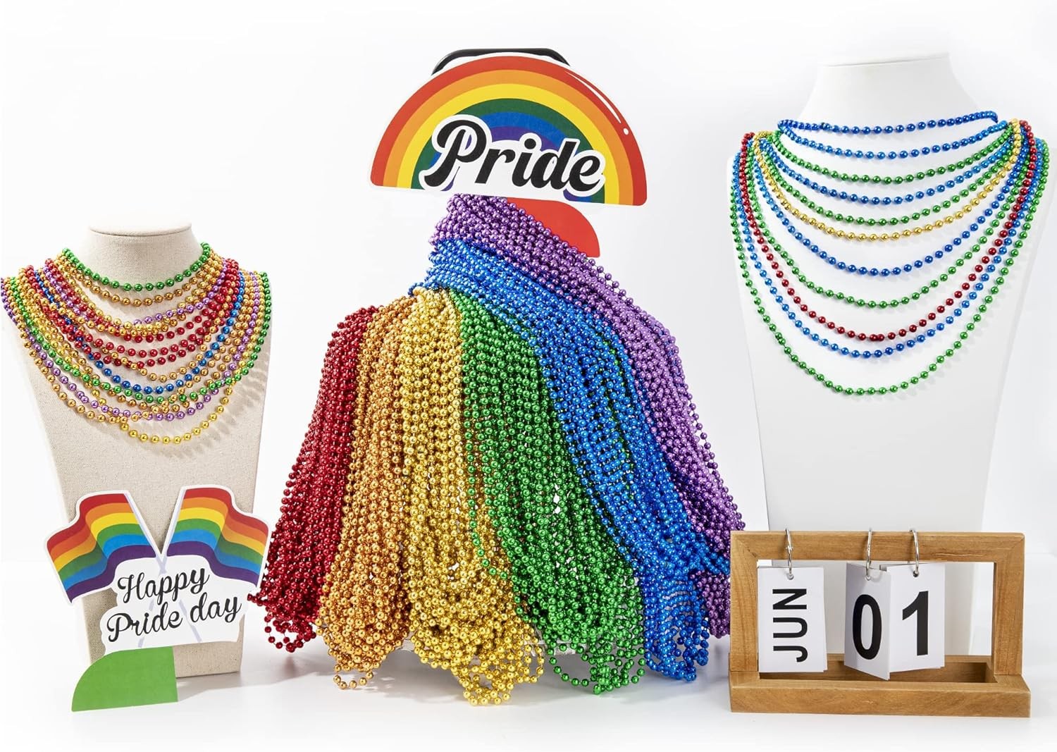 Pride Beads Stuff,LGBTQ Necklace Accessories,100PC 6 Kind of LGBTQ Metallic Bead