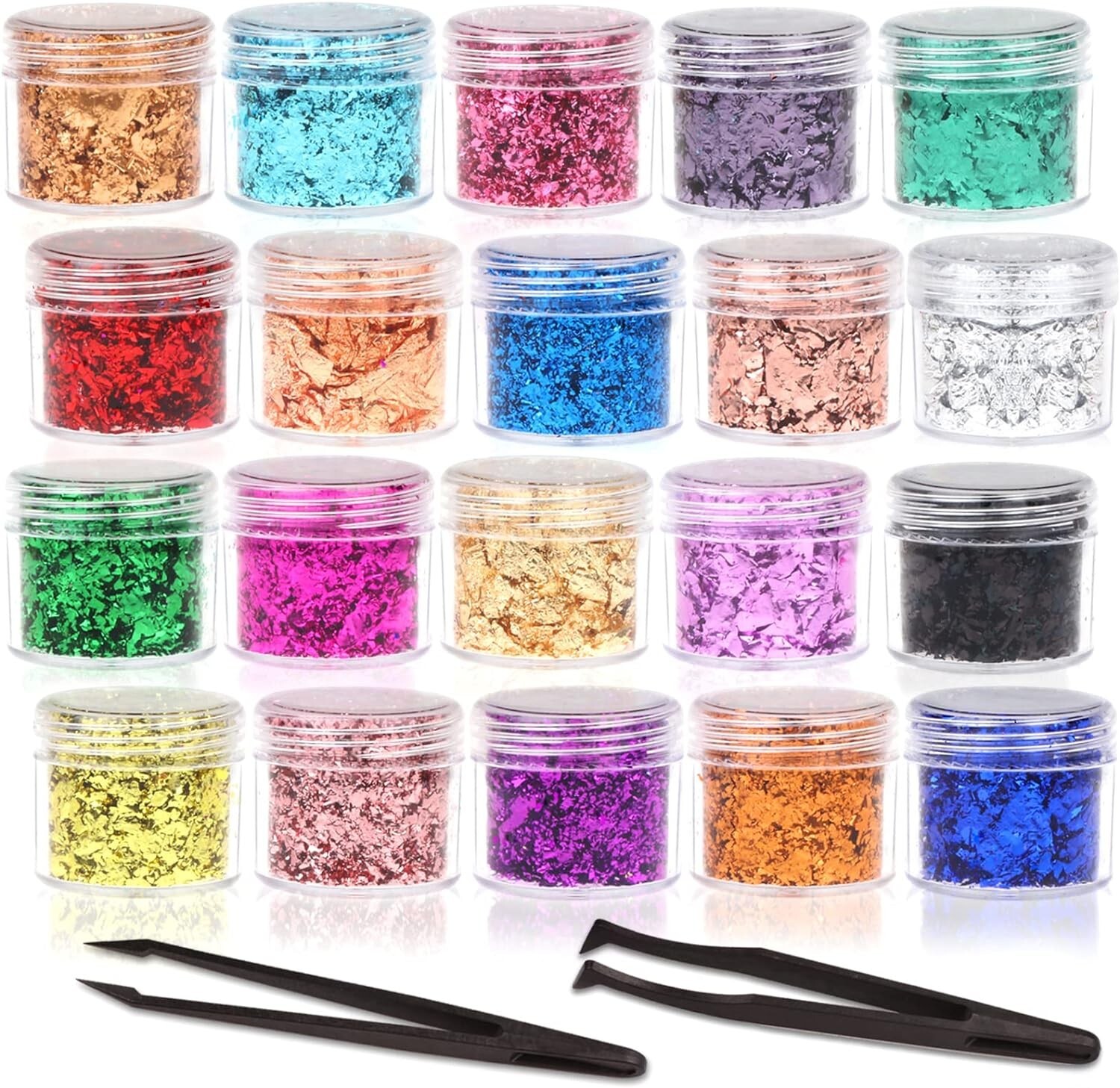 Gold Foil Flakes, 20 Bottles Gilding Flakes Set, Metallic Foil Flakes, Imitation