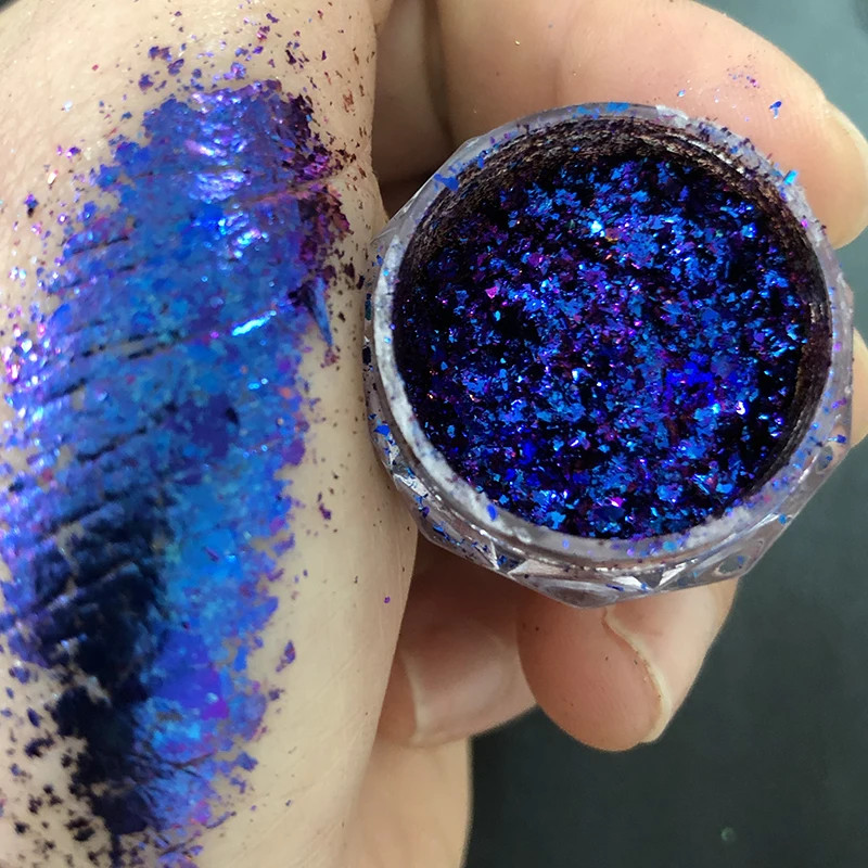 1 Jar AURORA Chrome Nail Art Flakes Multi Chrome Chameleon Peacock Galaxy Chrome