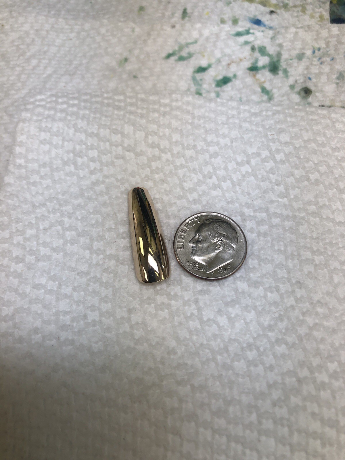 14K Solid Gold Fingernail Custom Made By Bob Sango 5/16 “ by 1”