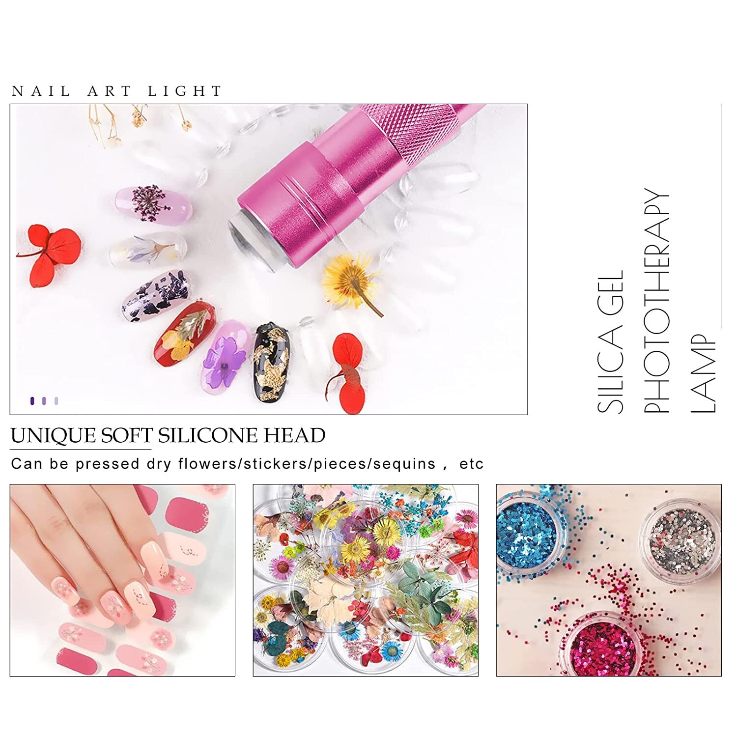 LOVELY NAILZ HANDHELD UV LAMP NAIL ART JELLY SILICONE STAMPER HEAD Pink