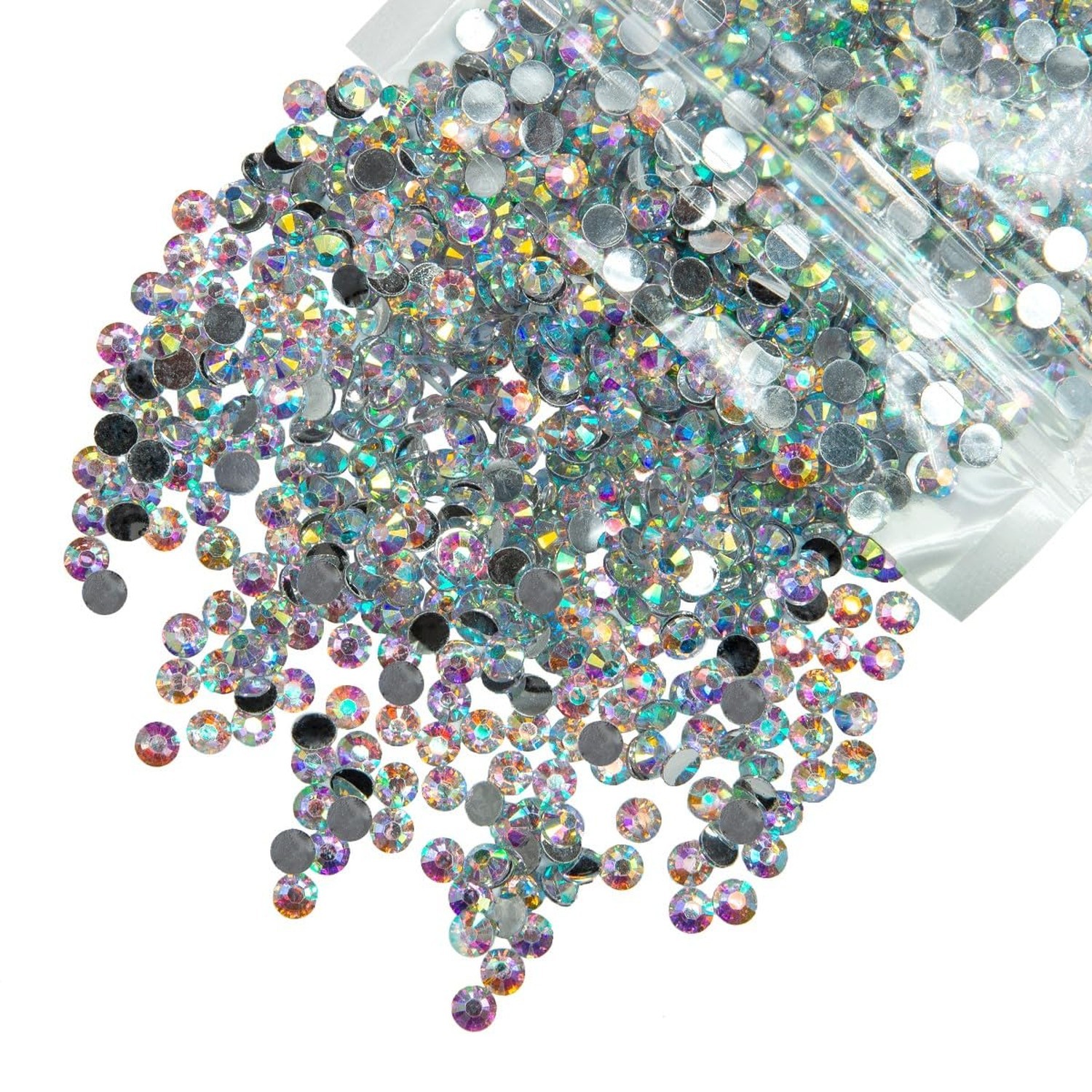 qiipii 3000PCS 4mm Crystal AB Resin Rhinestones for Crafting Flatback White A…