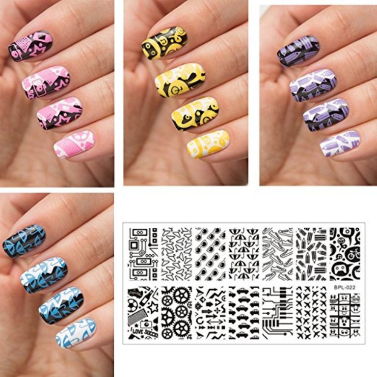 BPL 022 NEW Geek Theme Pattern DIY Manicure Nail Art Stamp Template Image Plate