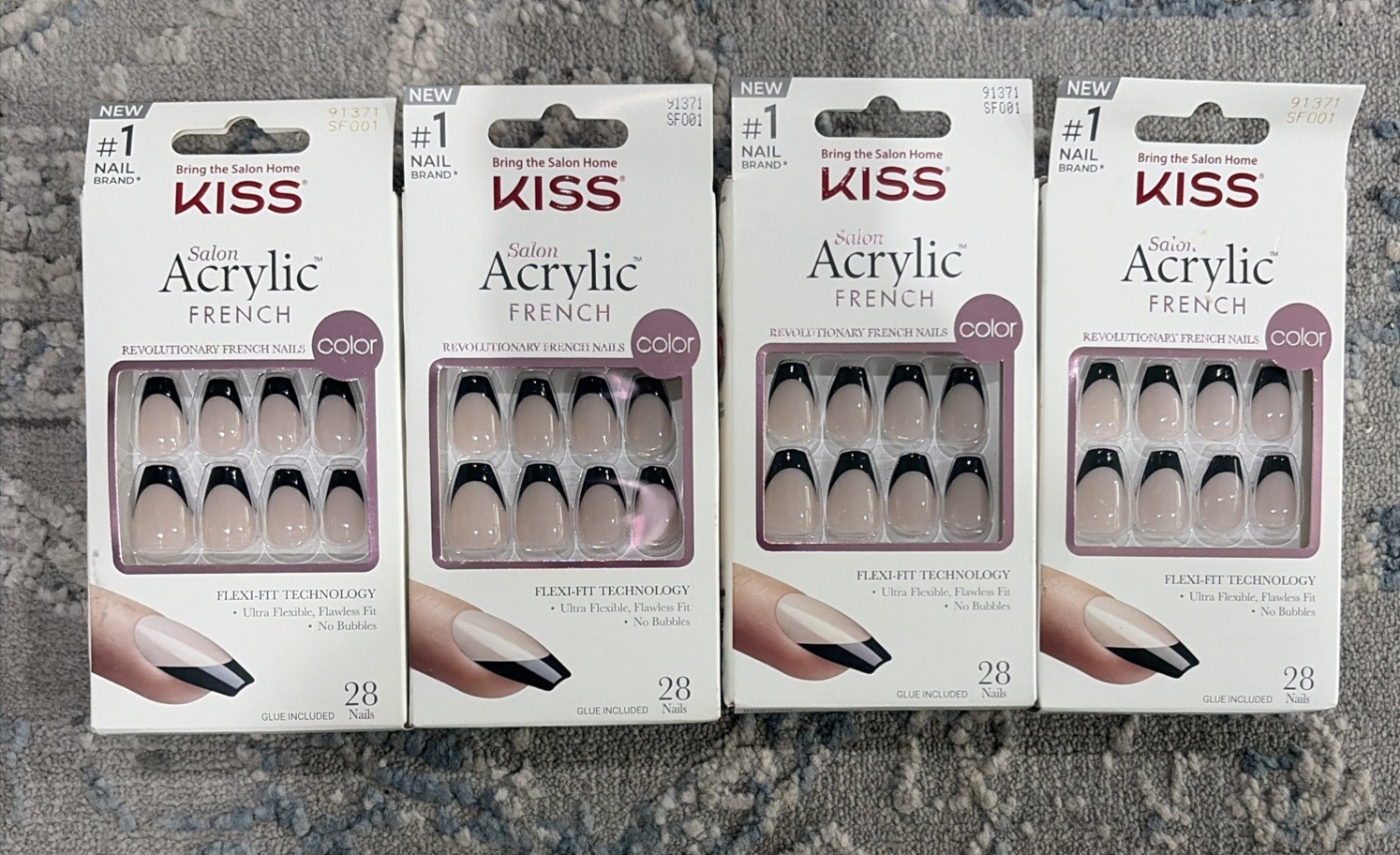Kiss Salon Acrylic French Revolutionary Nails SF001 Short Manicure 4 Pack