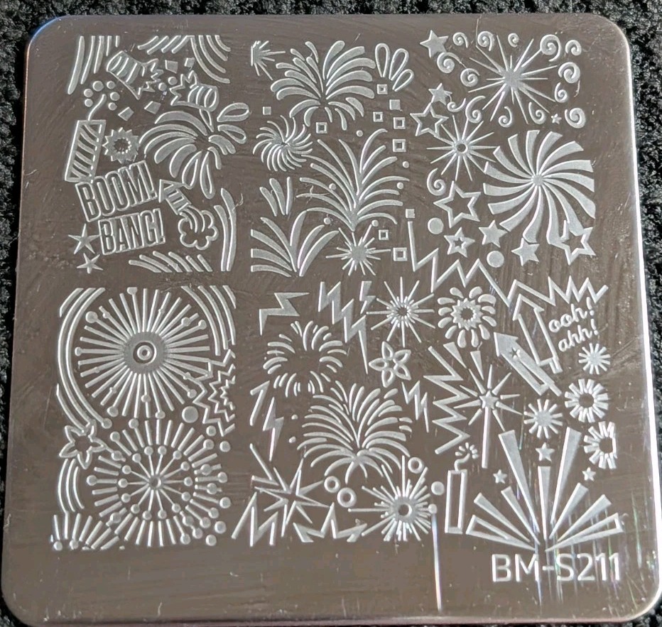 Nail Stamping Plates BM-S211 & S212 Fireworks New Year’s Eve Lot Bundle Monster