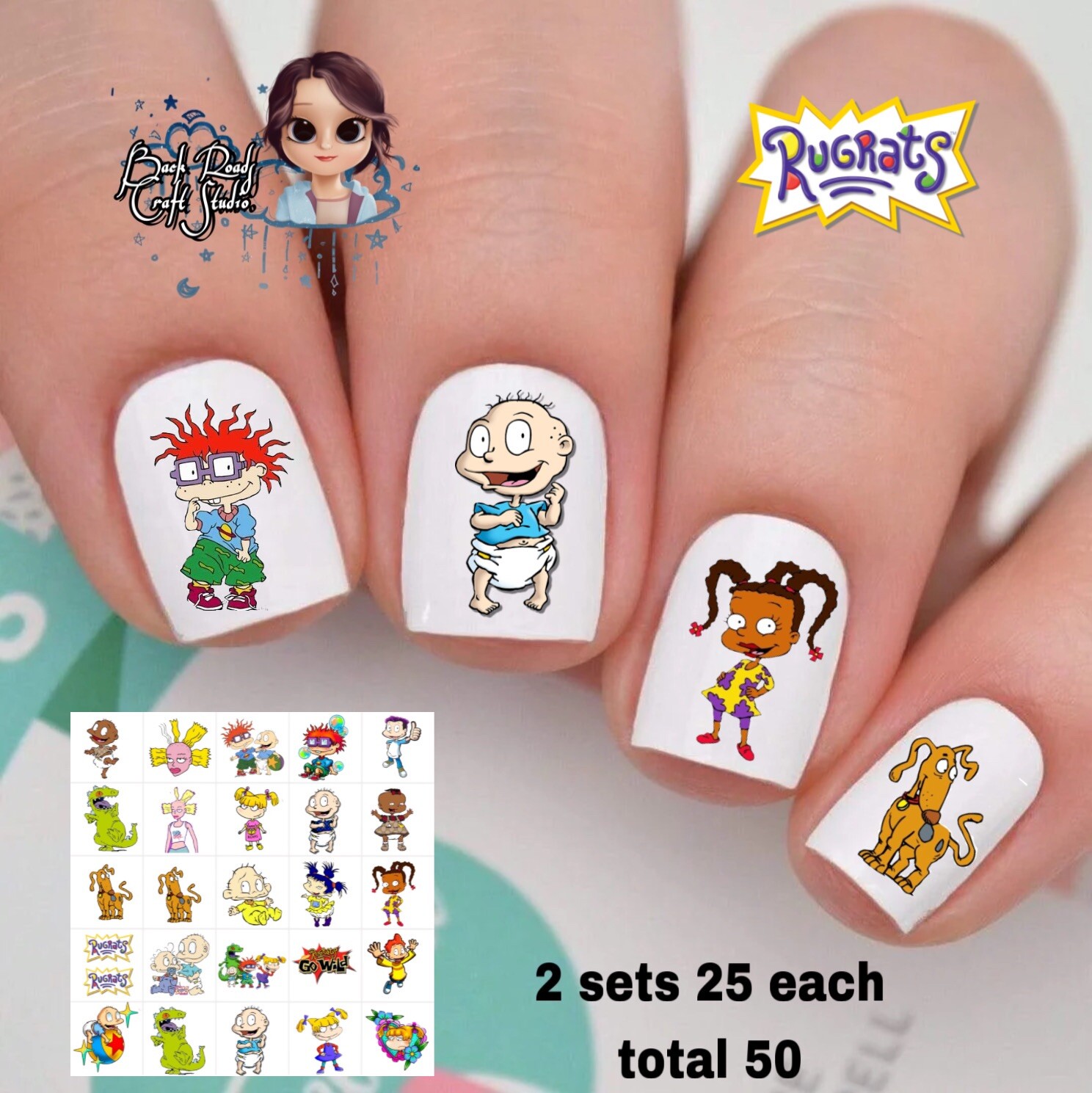 Cartoon You Choose Waterslide Nail Decals Set Of 50 Instructions & Bonus