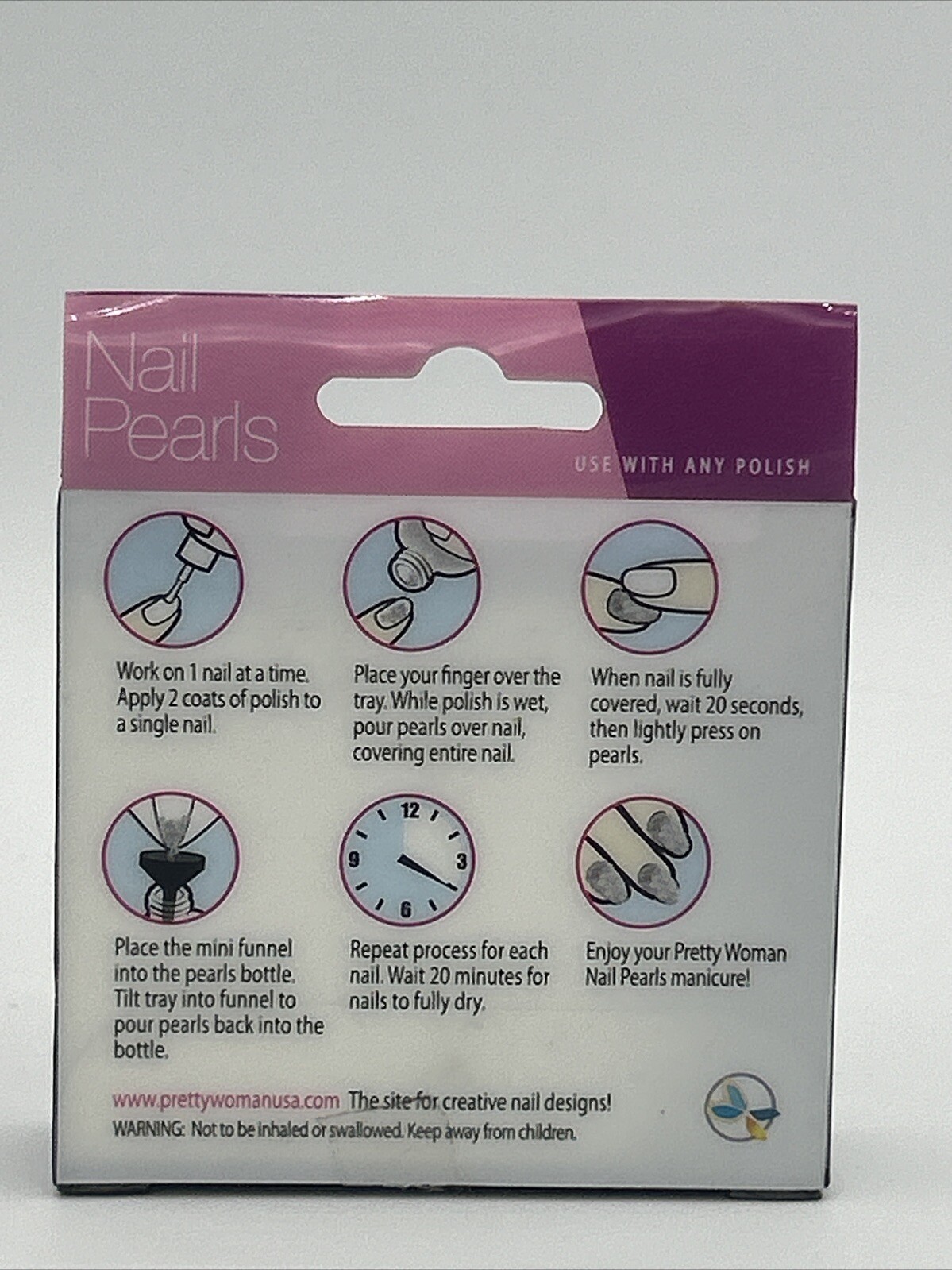 Pretty Woman Nail Pearls – Use With Any Polish Fingers & Toes, Magenta Color