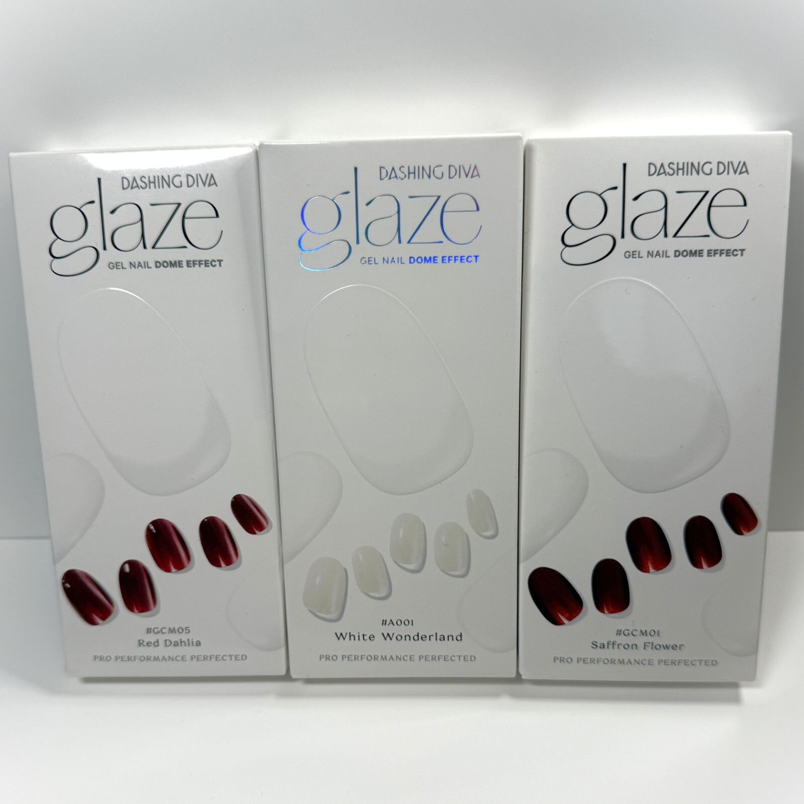 3 Dashing Diva Glaze Semi-Cured Gel Nail Dome Effect A001 GCM05 GCM01