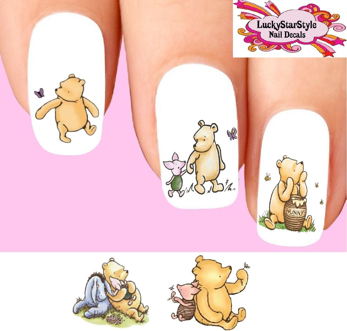 Waterslide Nail Decals Set of 20 – Original Winnie the Pooh, Piglet and Eeyore
