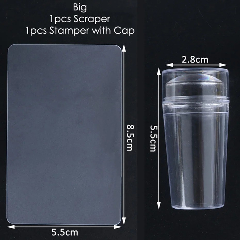 Transparent Silicone Nail Art Stamping Kit, French Design For Manicure Plate Too