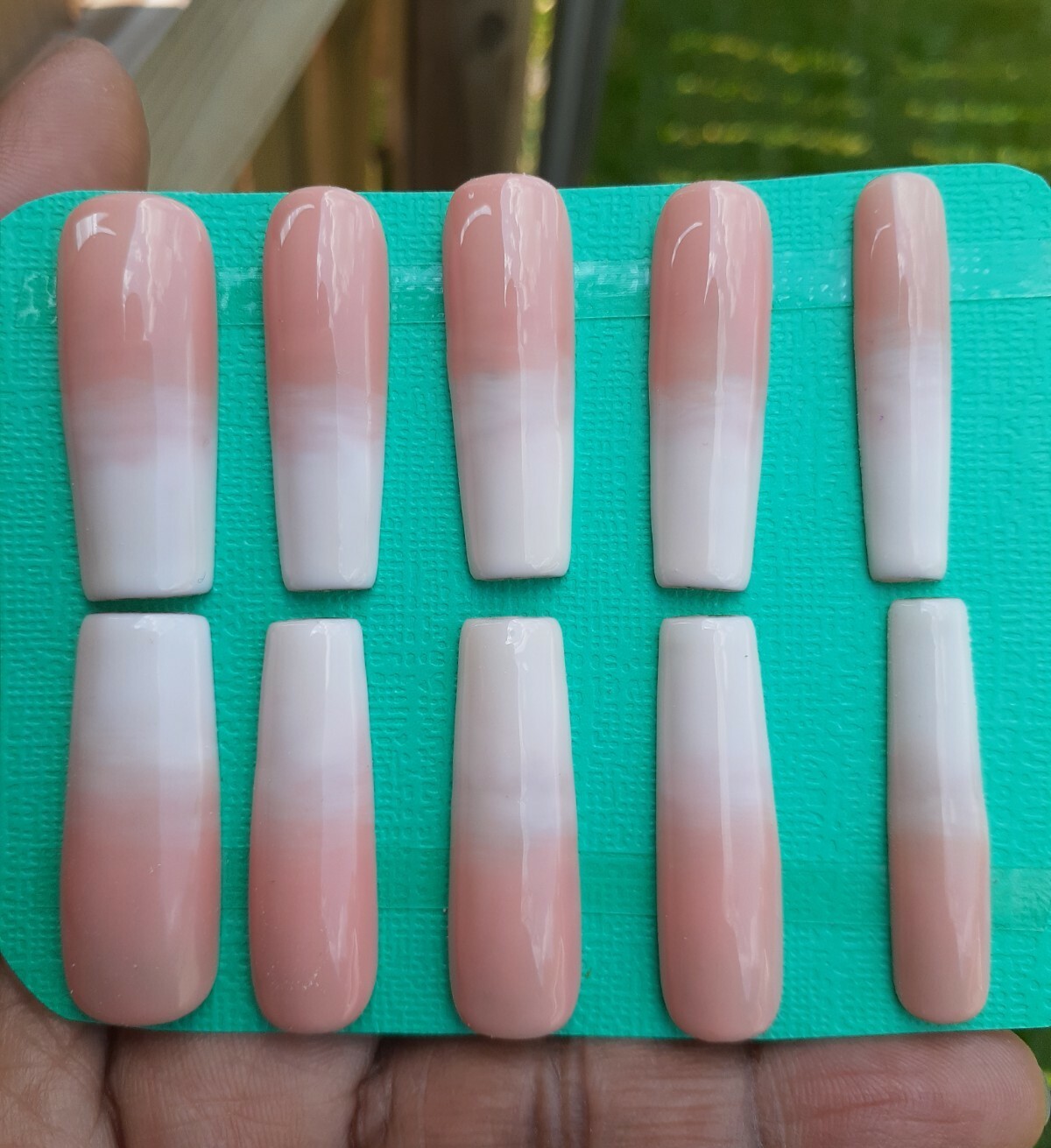 Babyboomer White Ombre Press on Nails, Nude Natural Nails, Classic Nails