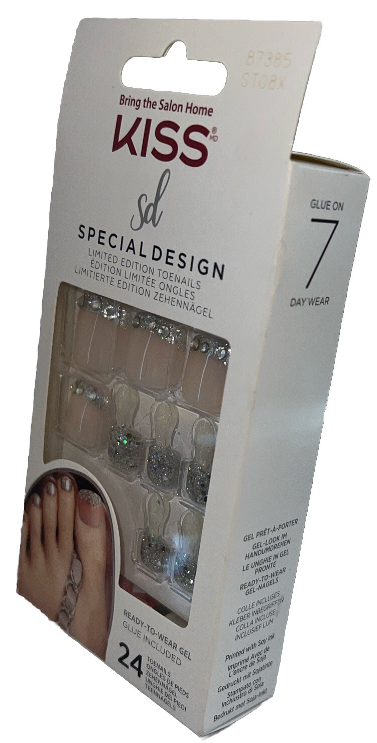 KISS SPECIAL DESIGN Toe Nails #87385 Sparkles/Stones New See Description & Pics