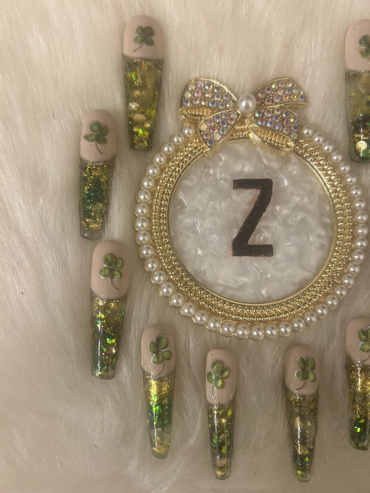 Z NAILZ! Artisan Gold/Green St. Patrick’s Day Aquarium Press On Nails