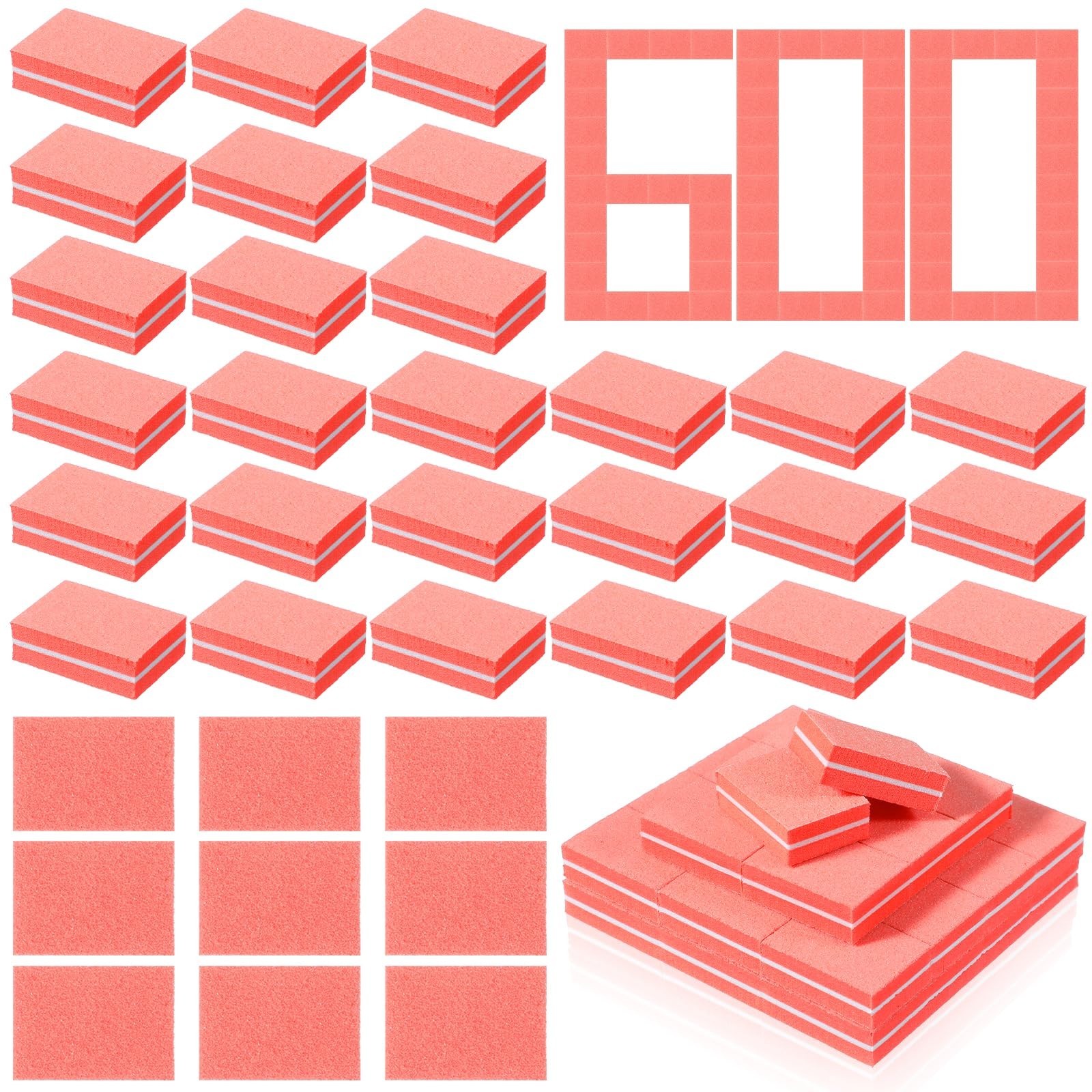 600 Mini Nail Buffer Blocks 80/100 Grit – Professional Salon Nail Files for Acry
