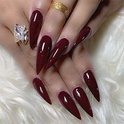 BeYou Clear Long Stiletto 500pcs False Fake Gel Nail Tips,10 Sizes With Clear