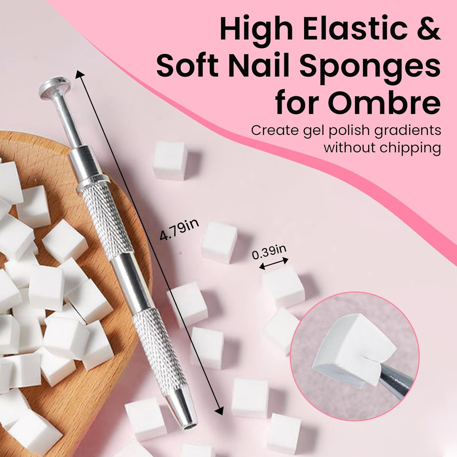 150 PCS Soft Nail Sponges for Ombre and Aura with Grabbing Pen Nail Art Brushes