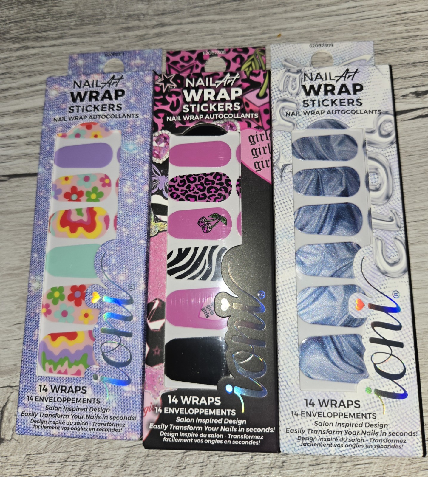 3 PACK – Ioni Nail Art Wrap Stickers 14 Each Nail Polish Strips