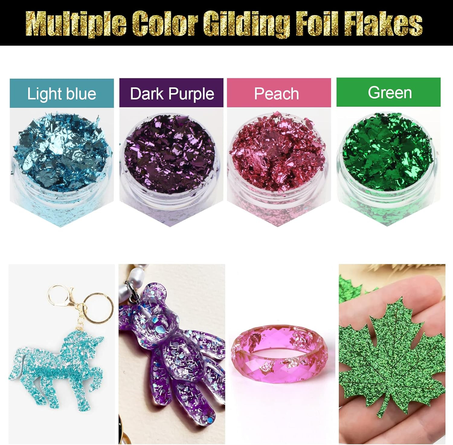 Gold Foil Flakes Set, 20 Bottles Gilding Flakes with Tweezers for Resin, Nail Ar