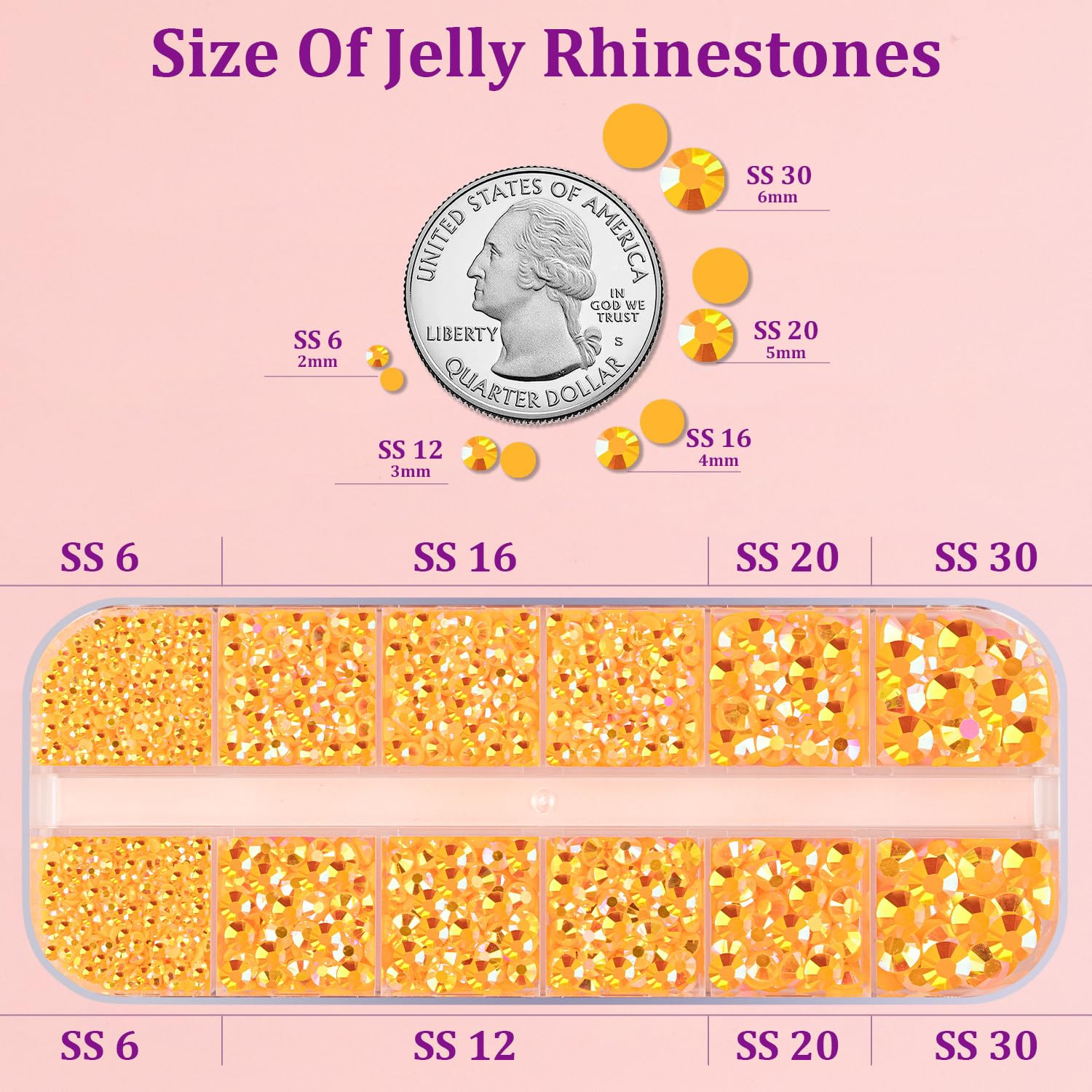 Resin Jelly Rhinestones for Crafting with B7000 Jewelry Glue, 1 Box Light Orange