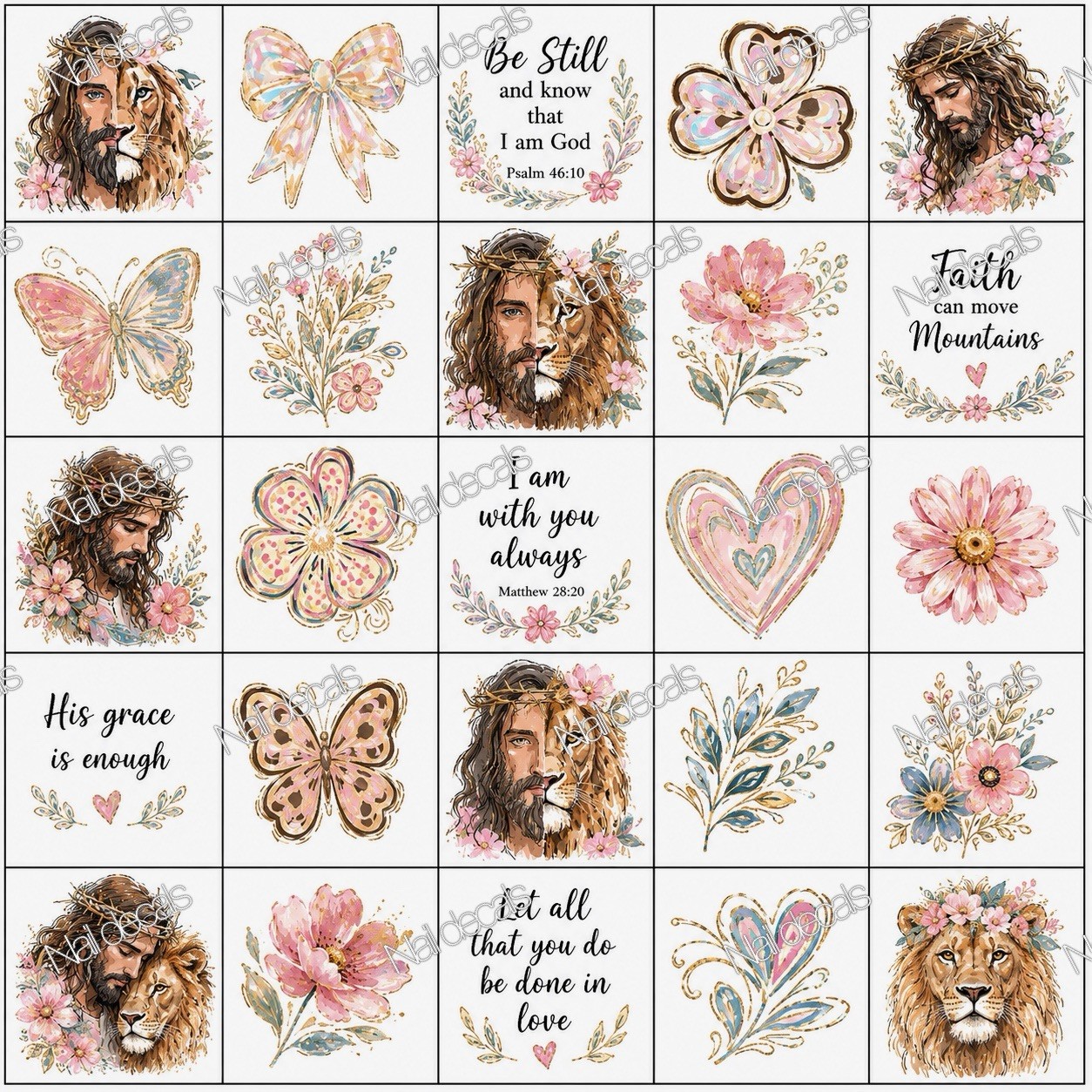Jesus Is King Nail Decals Clear Waterslide Transfer Set of 50 + Instructions