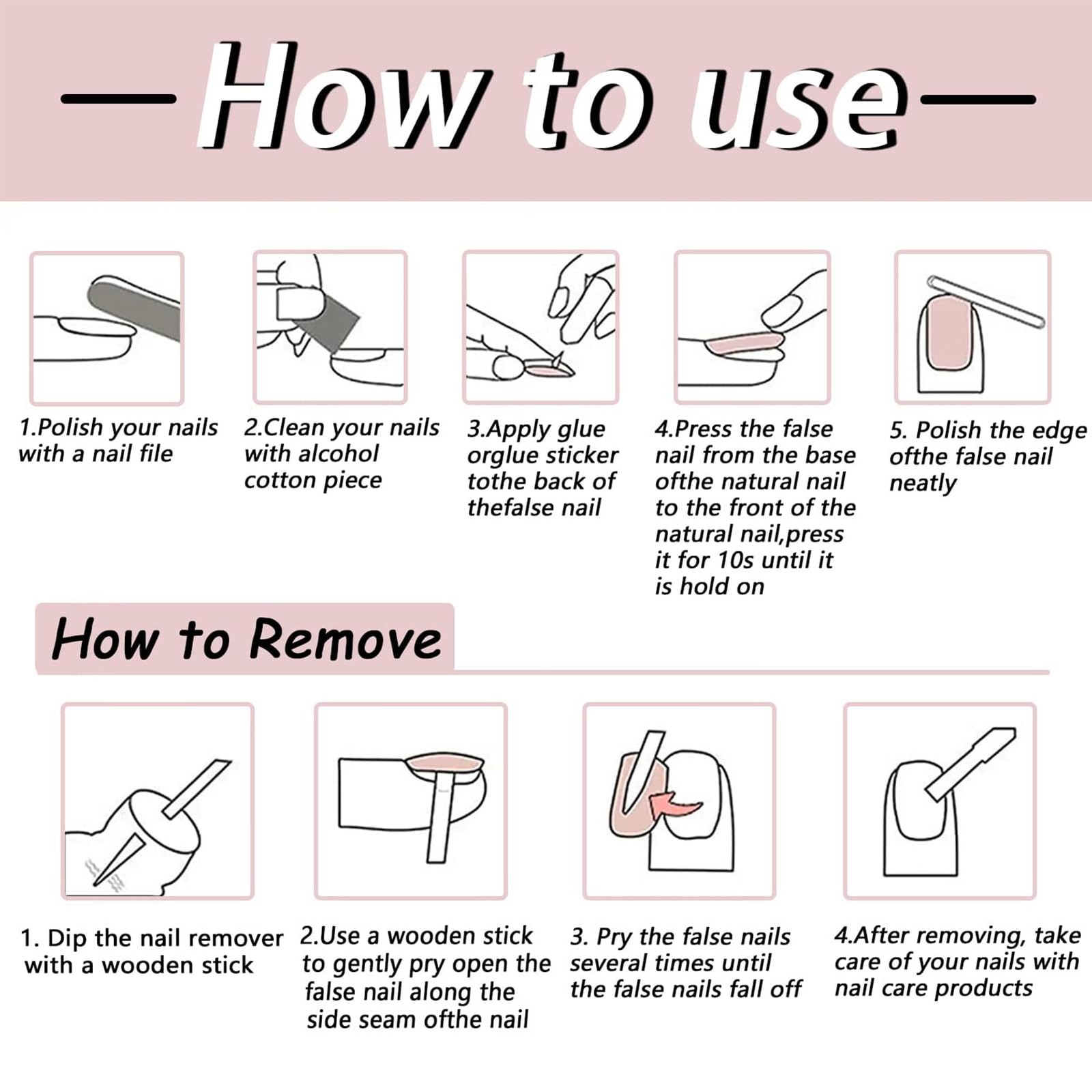 French Tip Press on Nails – Short Square Fake Nude False Nails With 3D Resin …